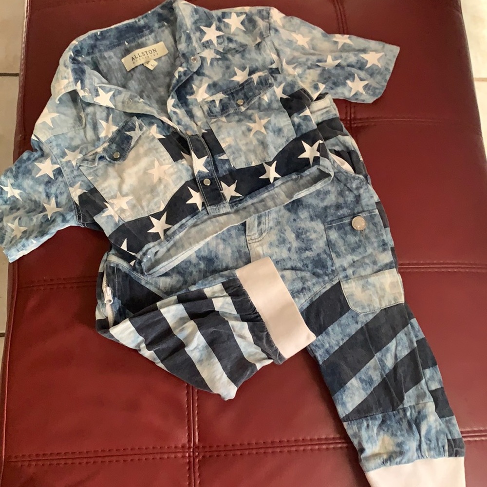 Large woman (altered into a small) Jean outfit